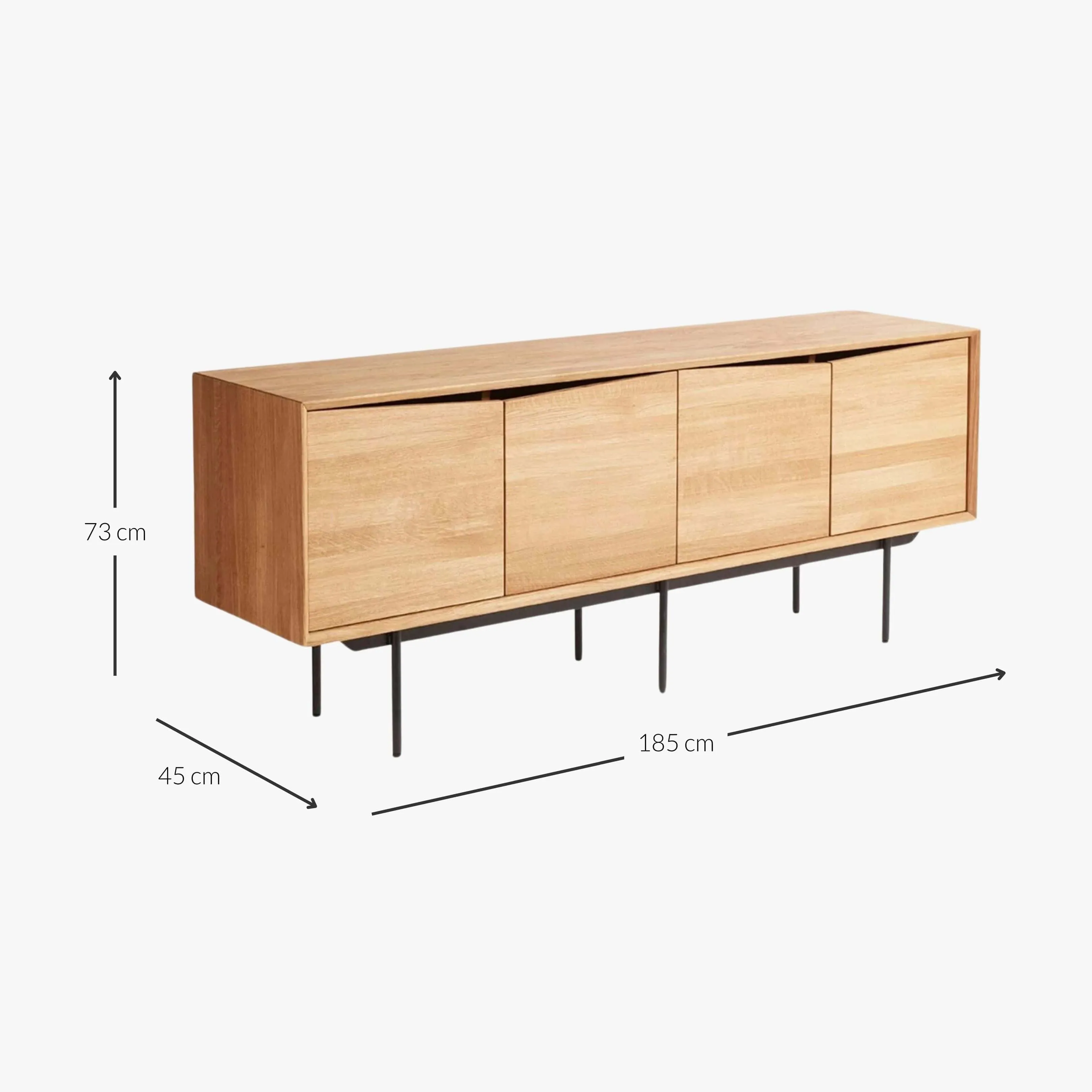 Oak Sideboard Cabinet | Natural 185x45x72cm