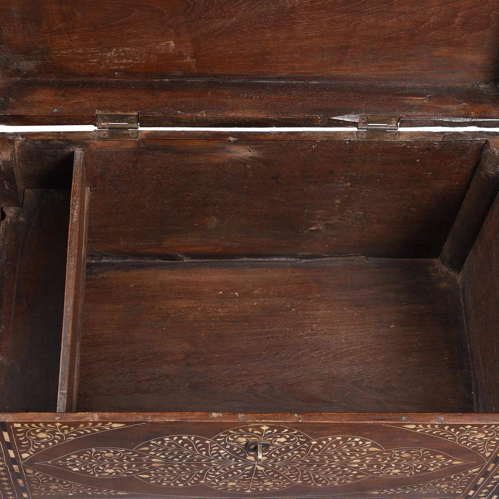 Old Indian Bone Inlay Teak Chest - 19th Century