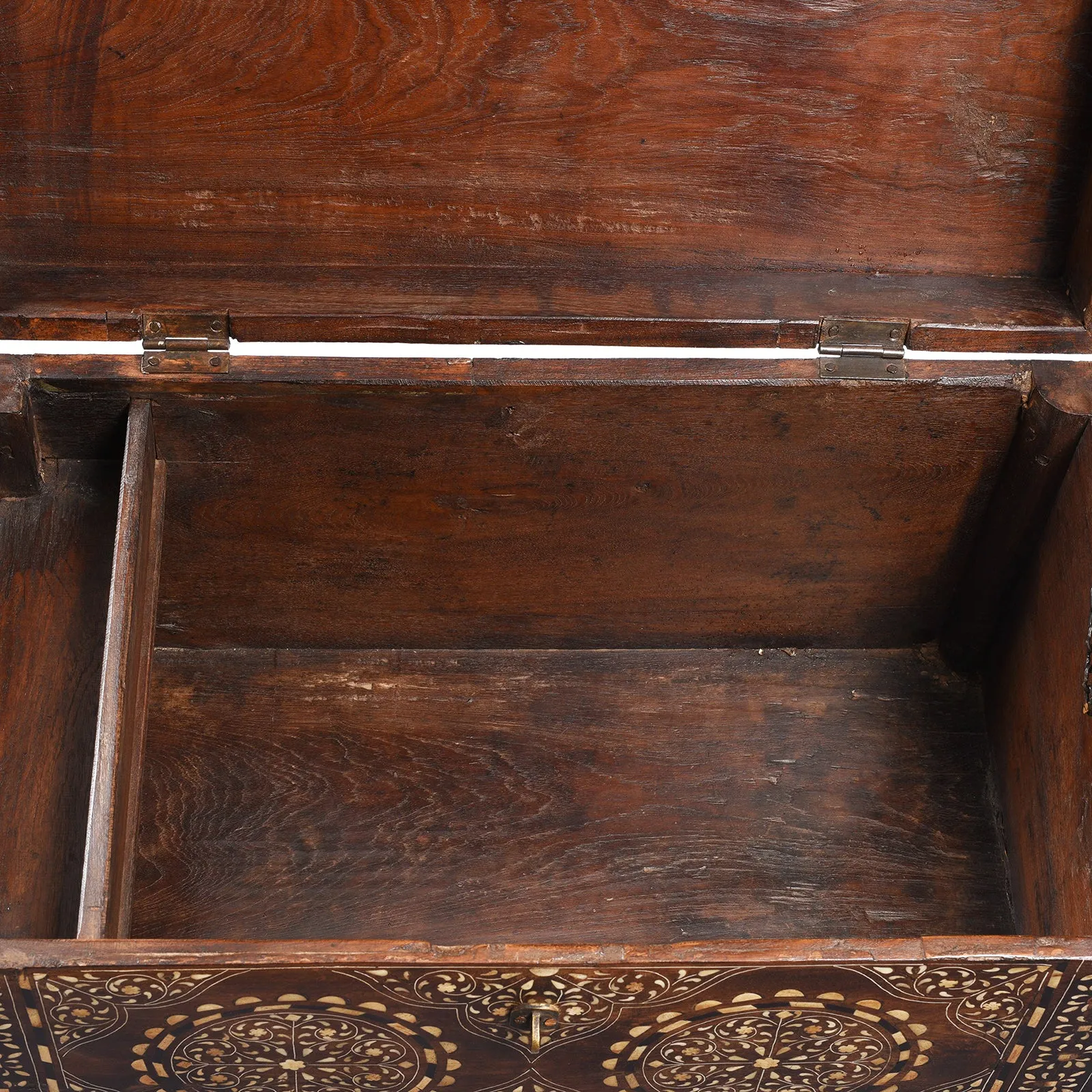 Old Indian Bone Inlay Teak Chest - Ca 1900