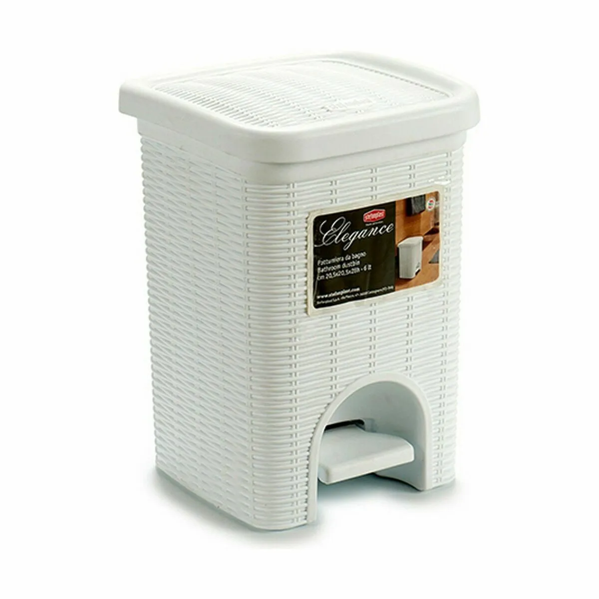 Pedal bin Stefanplast Elegance White Black Plastic 6 L (6 Units)