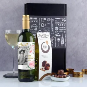 Personalised Photo Peony Wine Gift Set