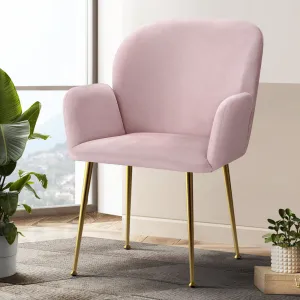 Pink Velvet Dining Chairs Set, Sturdy Steel Legs - Artiss