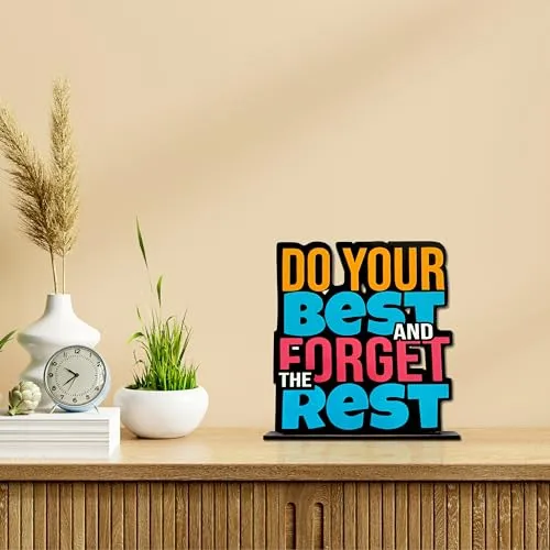 Positive Vibe Lifestyle Wooden Idols And Figurine Do Your Best And Forgot The Rest Motivational Quotes Table Decor For Office Desk Showpiece Home Decoration Item Living Room Modern Gifting Items