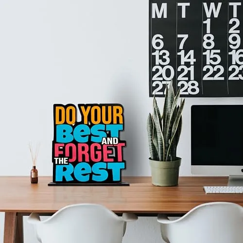 Positive Vibe Lifestyle Wooden Idols And Figurine Do Your Best And Forgot The Rest Motivational Quotes Table Decor For Office Desk Showpiece Home Decoration Item Living Room Modern Gifting Items