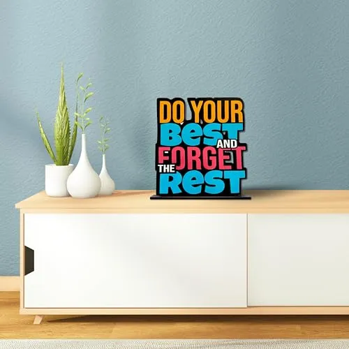 Positive Vibe Lifestyle Wooden Idols And Figurine Do Your Best And Forgot The Rest Motivational Quotes Table Decor For Office Desk Showpiece Home Decoration Item Living Room Modern Gifting Items