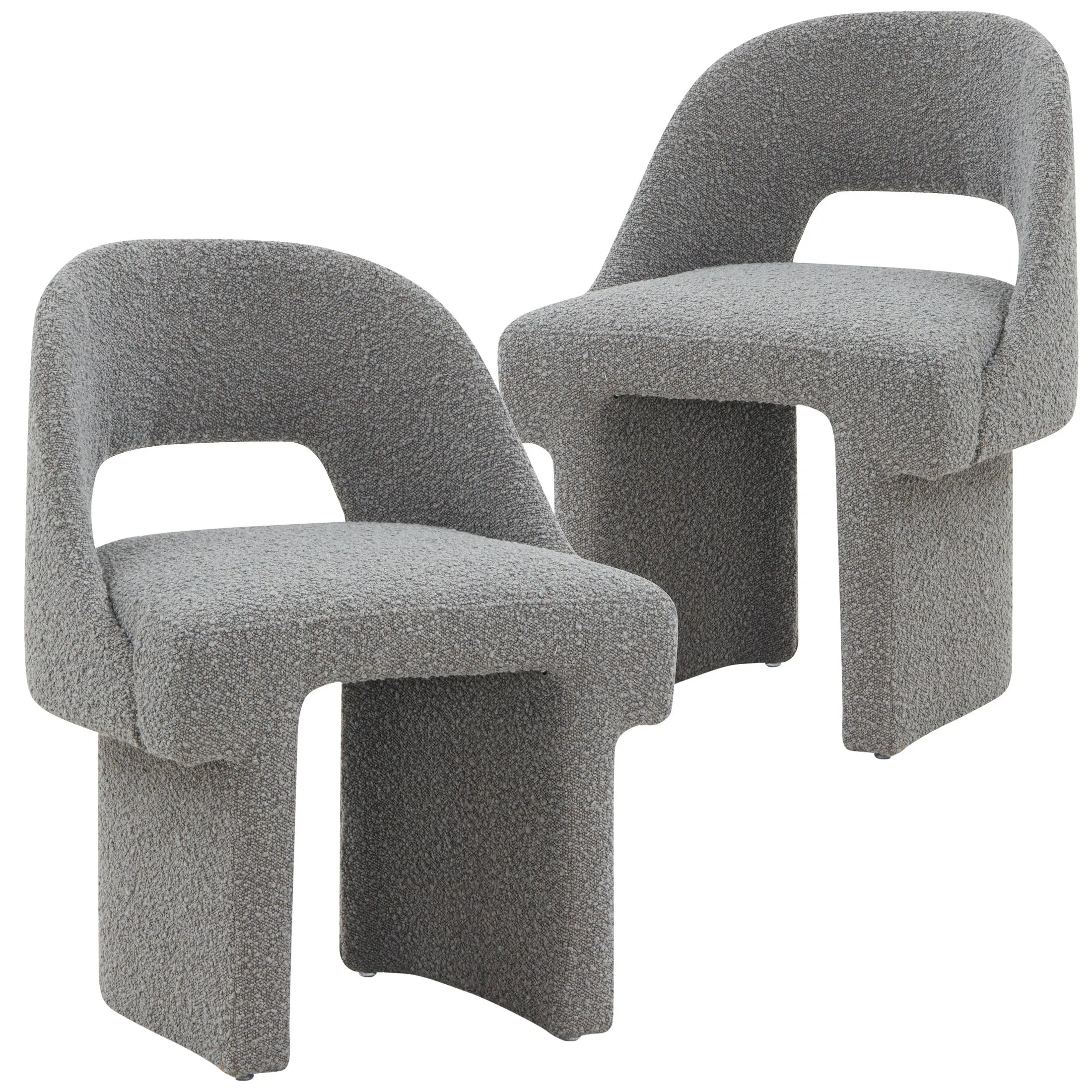 Quell Boucle Accent Chair Curved Open Back Design and Manufactured Wood Frame Set of 2