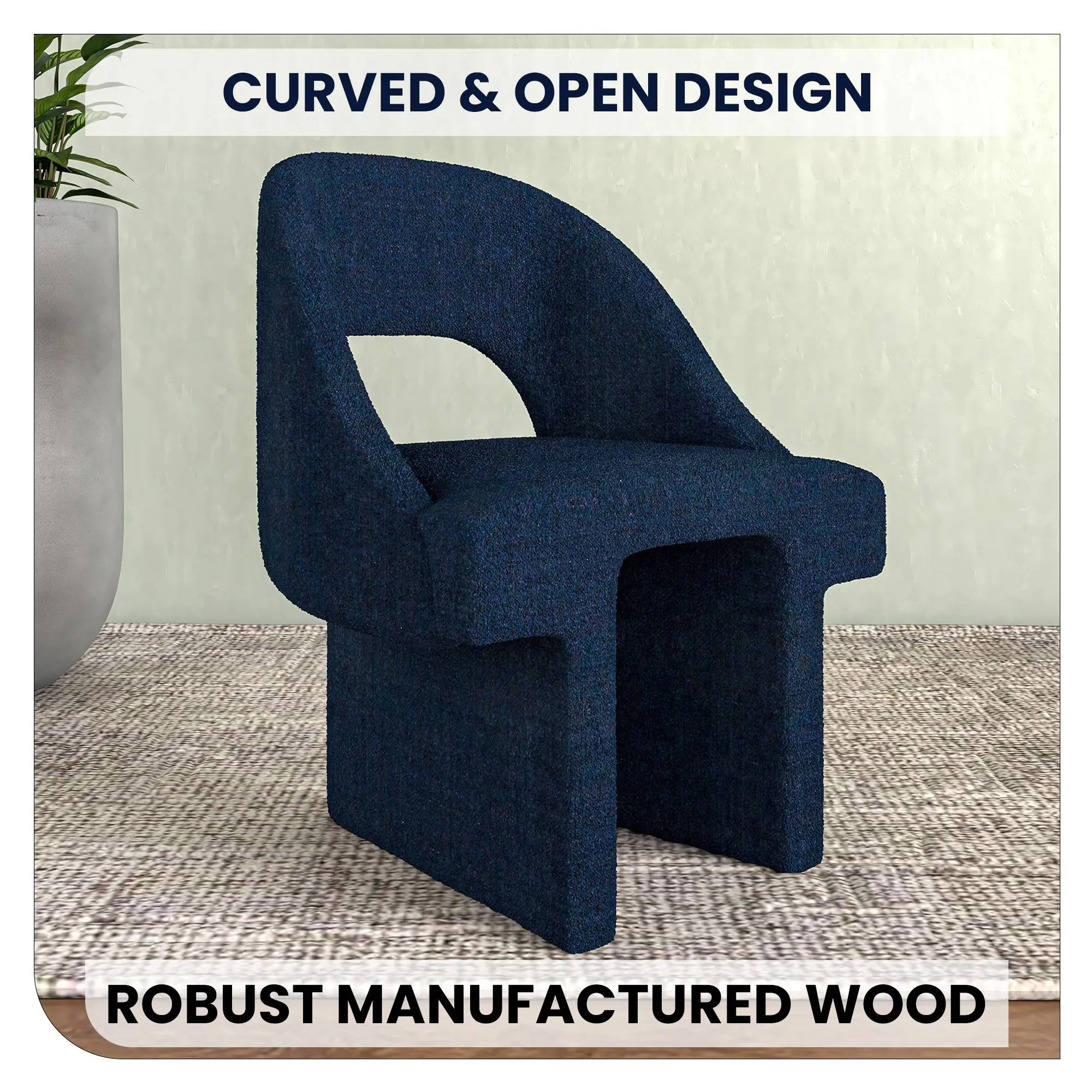 Quell Boucle Accent Chair Curved Open Back Design and Manufactured Wood Frame Set of 2