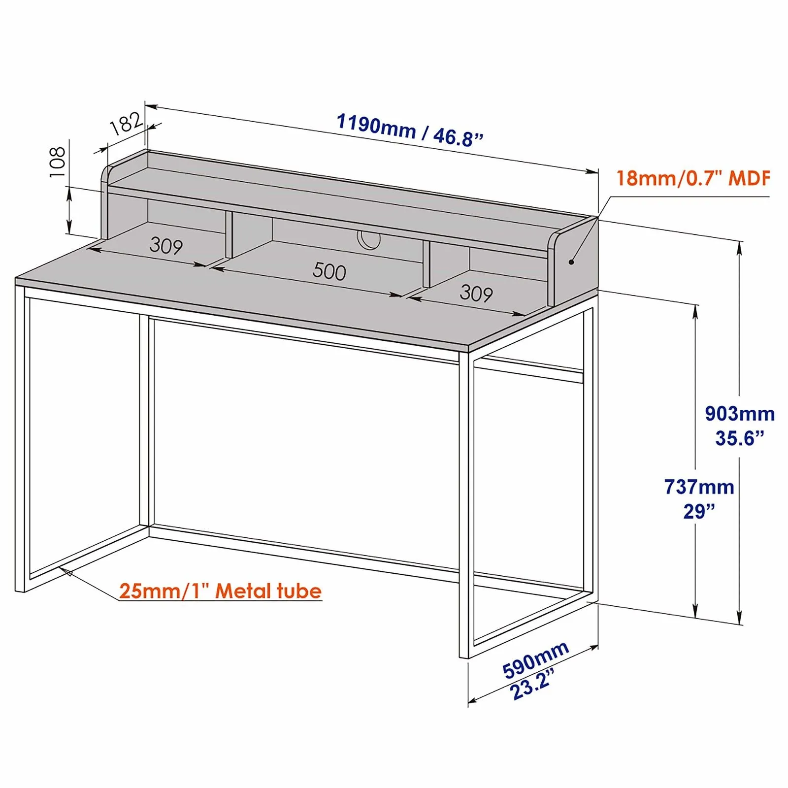 Sally Office Desk 1200, Grey Wash Oak by Woodstock™