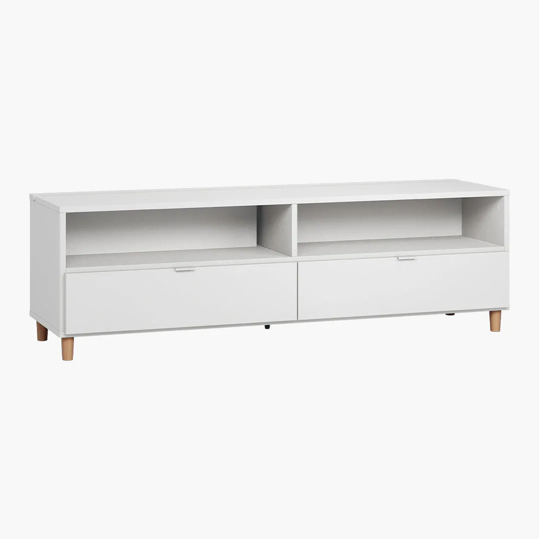 Simple TV Cabinet with Functional Slat - White