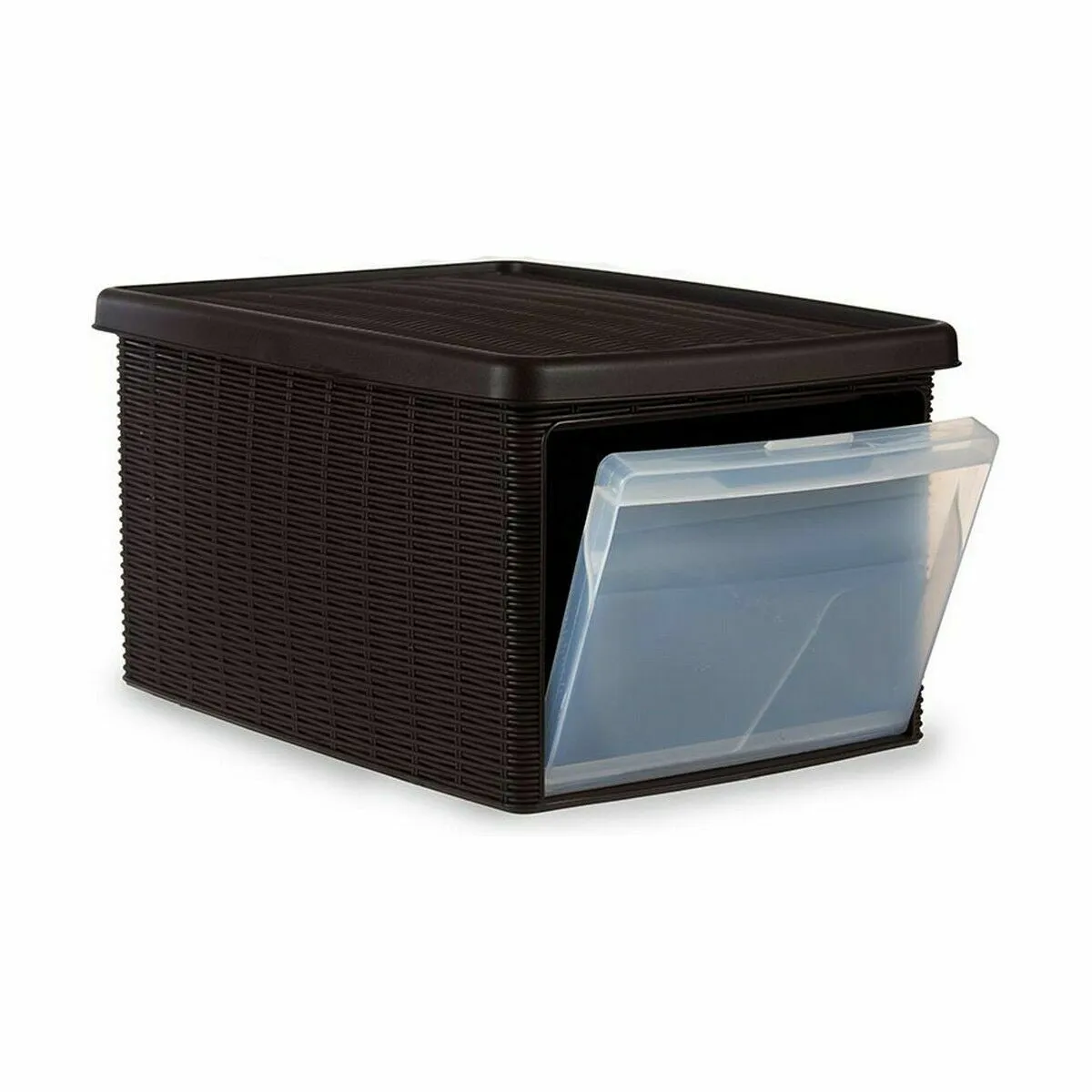 Storage Box with Lid Stefanplast Elegance Side Brown Plastic 29 x 21 x 39 cm (5 Units)