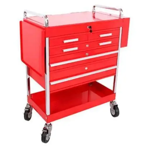 Sunex Professional 5 Drawer Service Cart w/Locking Top-Red