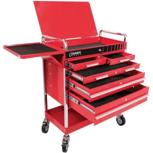 Sunex Professional 5 Drawer Service Cart w/Locking Top-Red