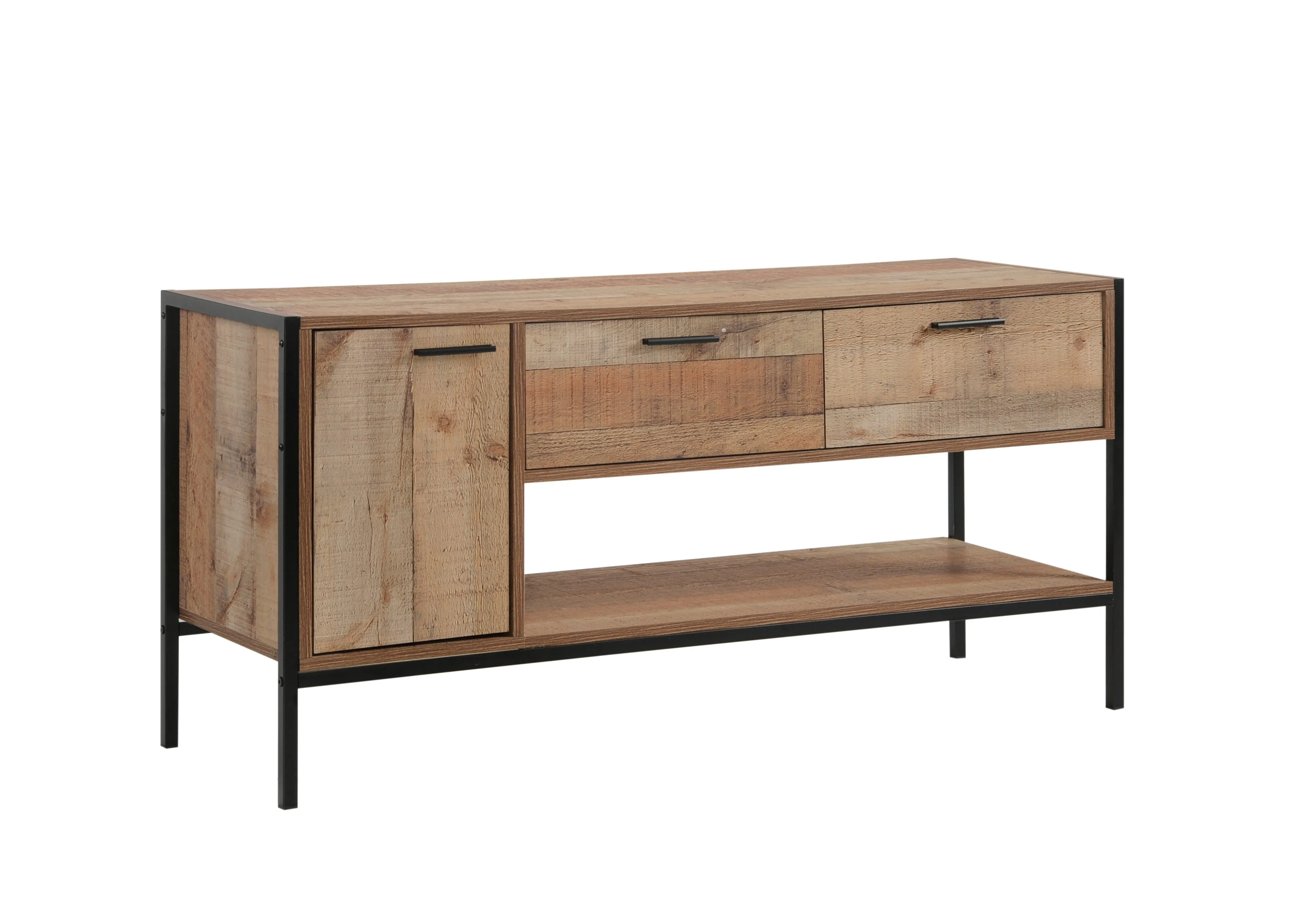 TV Cabinet with 2 Storage Drawers Cabinet Natural Wood Like Particle board Entertainment Unit in Oak colour