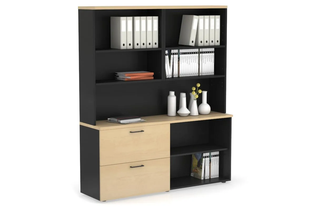 Uniform Small 2 Filing Drawer and Open Storage Unit with Open Hutch