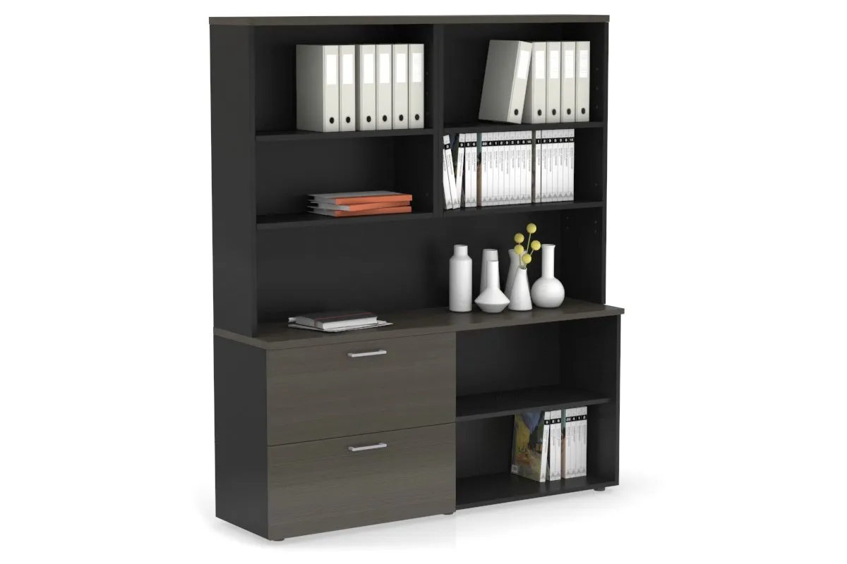 Uniform Small 2 Filing Drawer and Open Storage Unit with Open Hutch