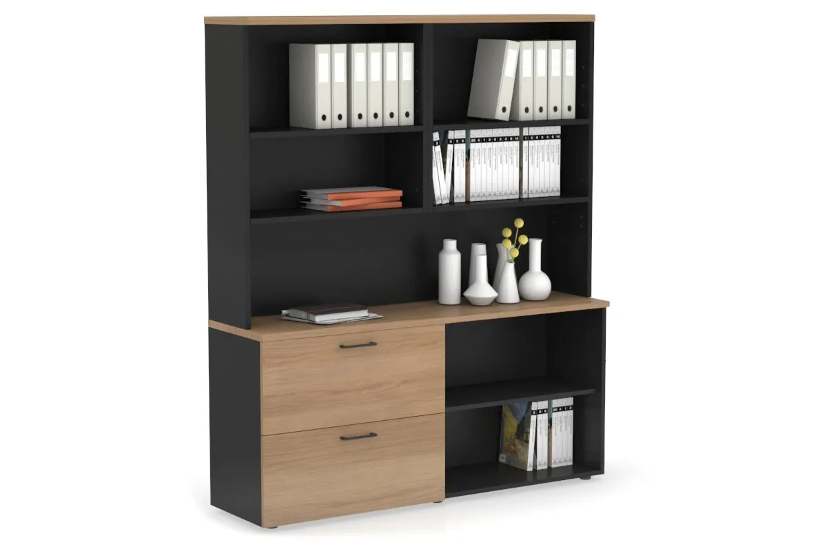 Uniform Small 2 Filing Drawer and Open Storage Unit with Open Hutch