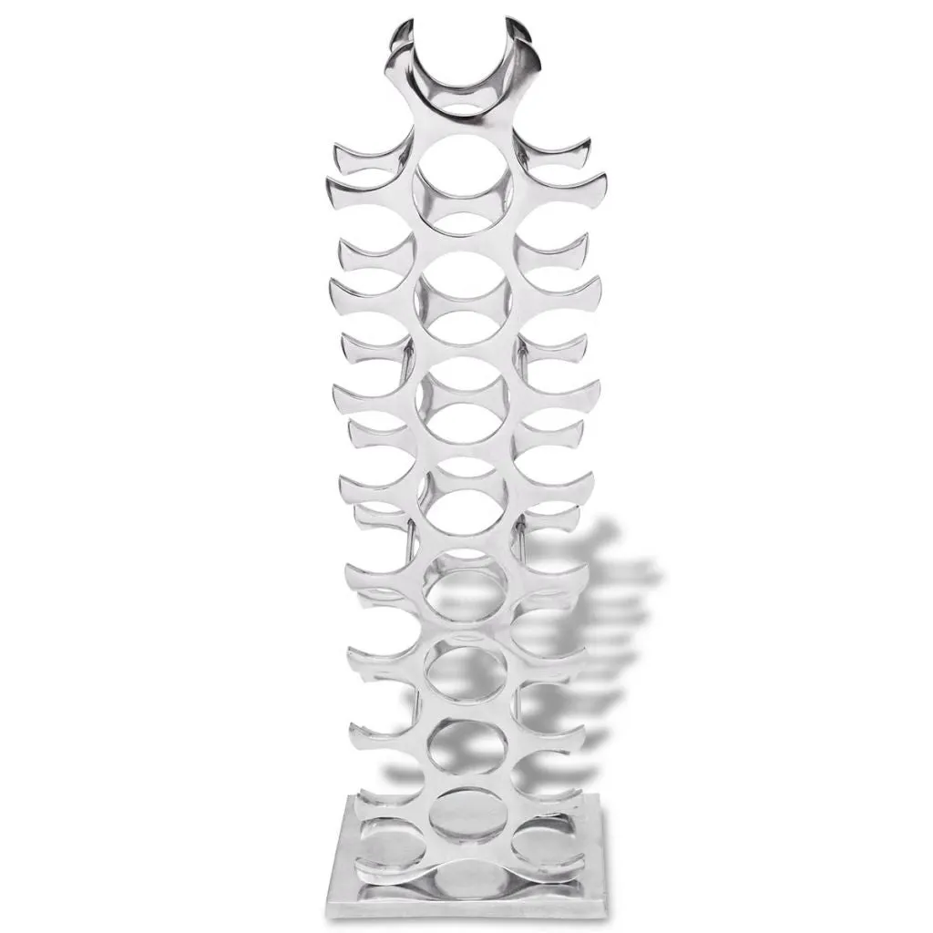 vidaXL Wine Rack Aluminium Silver 27 Bottles