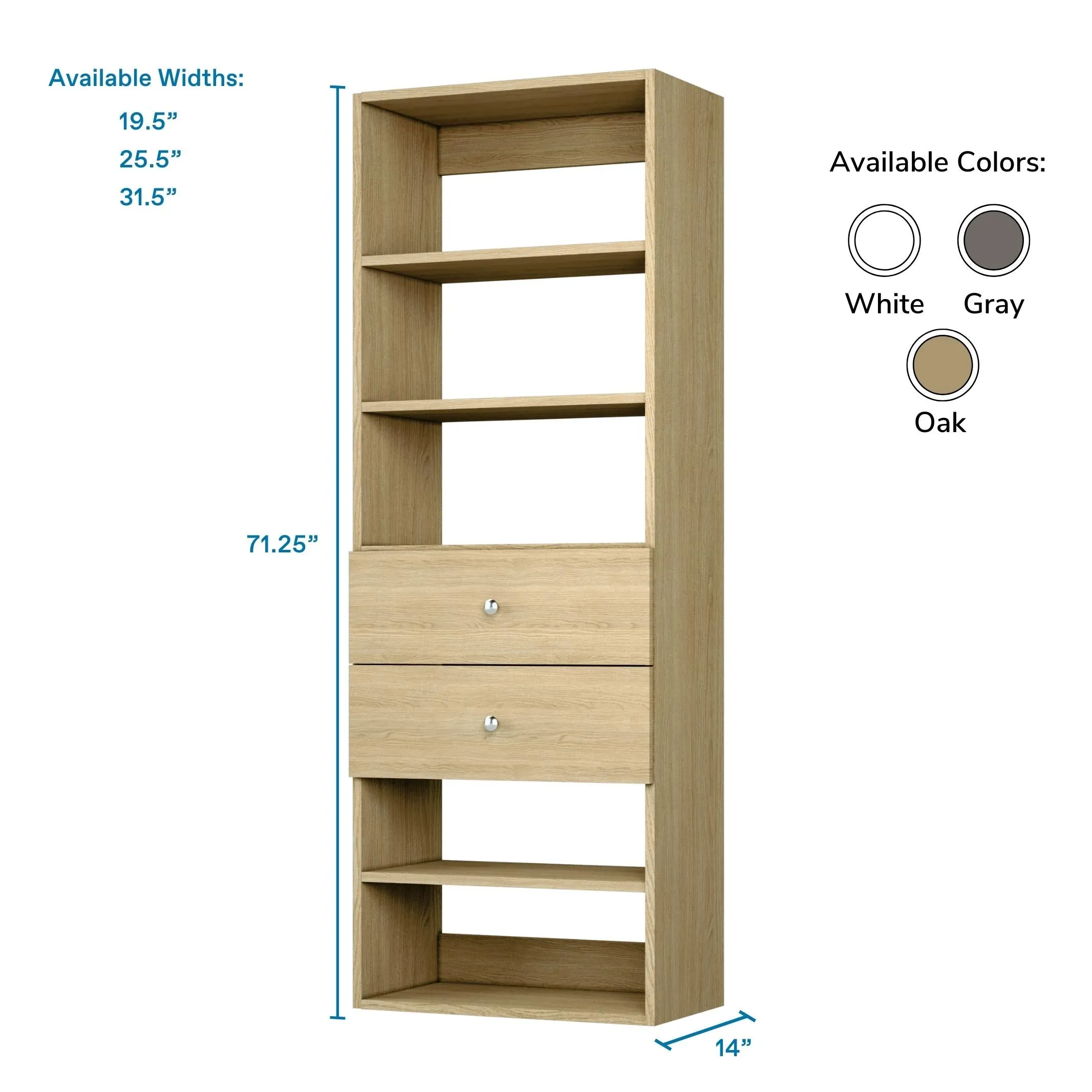 Vista 2 Drawer Shelf Tower