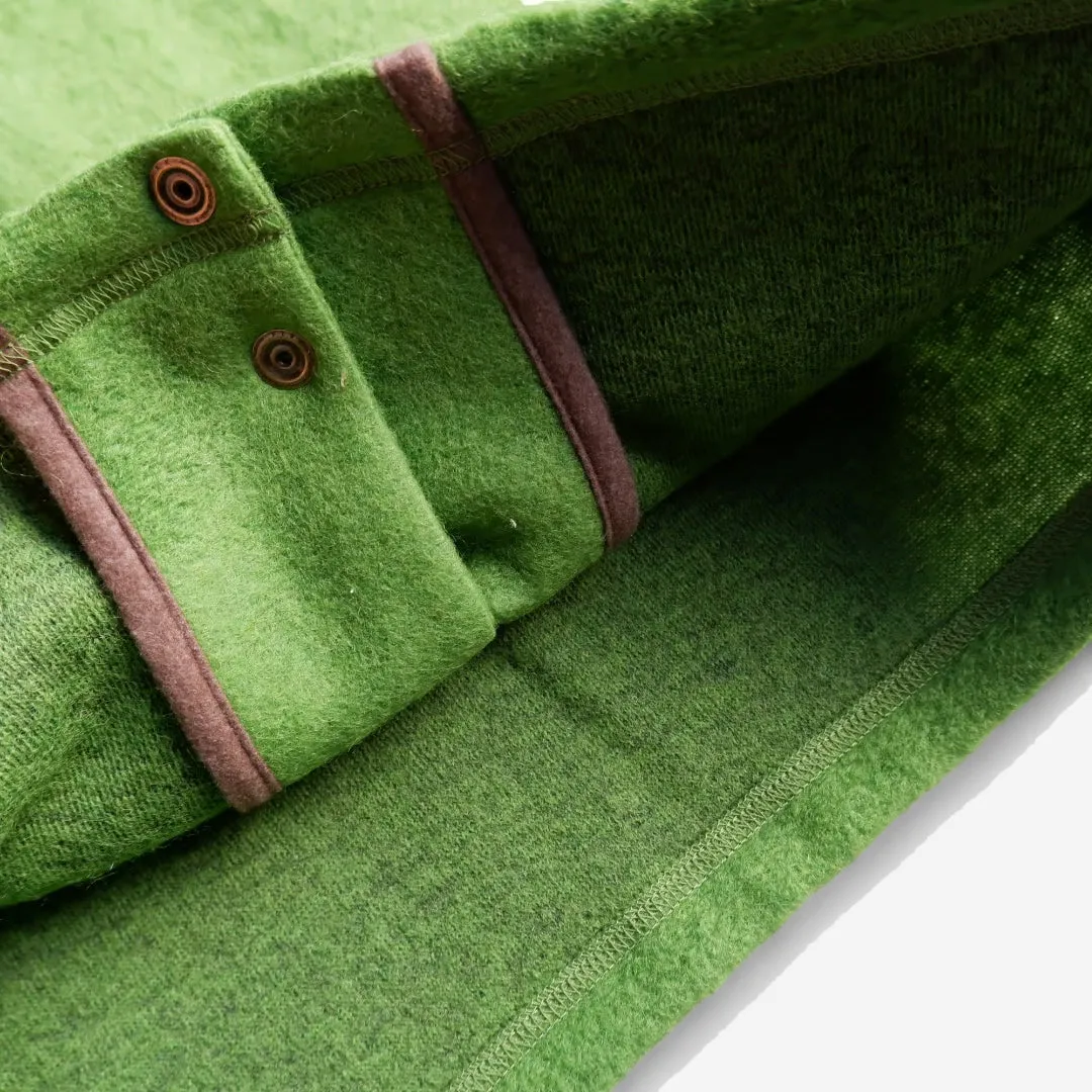 Wool Collarless Jacket - Turf Green